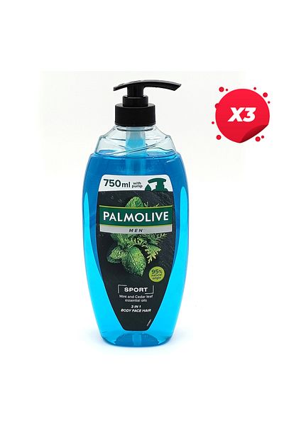 Palmolive X3 - PALMOLIVE GEL DUS POMPA 750ML MEN SPORT MINT CEDAR OIL