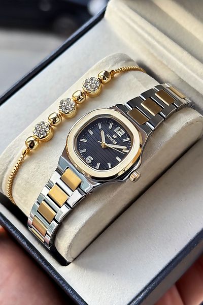 Homies Special Boxed Square Women Wristwatch Waterproof Gold Silver Color Steel Band Gift Bracelet Hmby2055C2