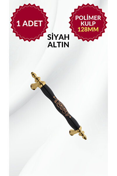 MKLAKS 128mm Polimer Plastik SİYAH-ALTIN Mobilya Çekmece Dolap Kulp Dayanıklı...