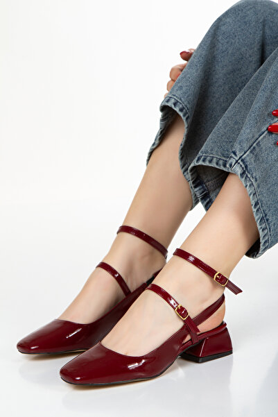 simplicity Women's Mary Jane Claret Red Patent Leather Double Strap Classic Shoes