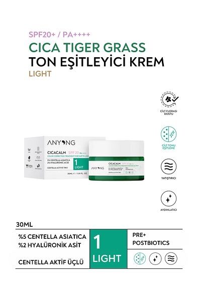 Anyong Cica Tiger Grass - Cream Light 20 Spf 30 ml Light Skin Tones - Evening and Anti-Redness