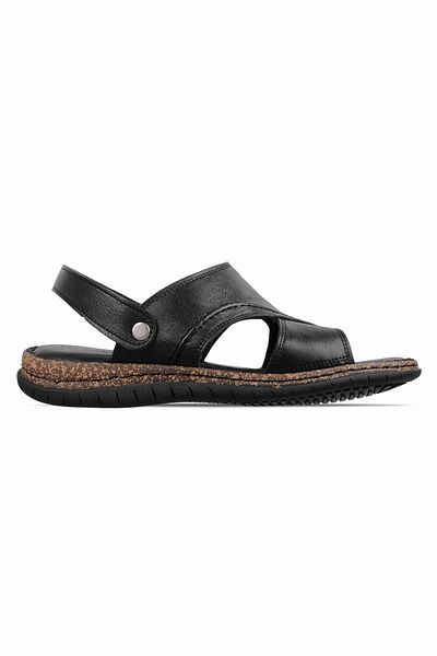 Lal Shoes & Bags Avril Men's Genuine Leather Back Slip Slippers-Black