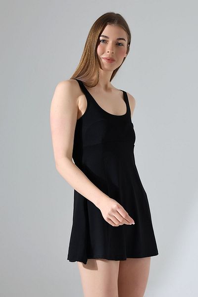 Gugus Women's Self-Adhesive Shorts Dress Swimsuit Black (with Breast Pad)