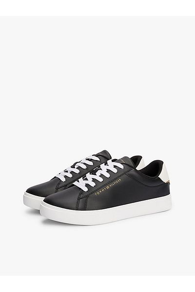 Tommy Hilfiger Women's Essential Metallic Leather Court Shoes - Black