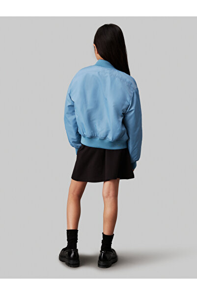 Calvin Klein Girls Black Logo Tape Flared Punto Milano Skirt