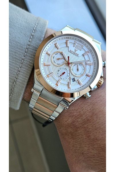 Raymond Rym-1127 Quartz Men's Wristwatch - Steel Case and Cord - 2 Years Warranty