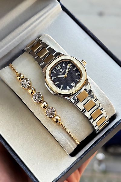Homies Special Boxed Square Women Wristwatch Waterproof Gold Silver Color Steel Band Gift Bracelet Hmby2055C2