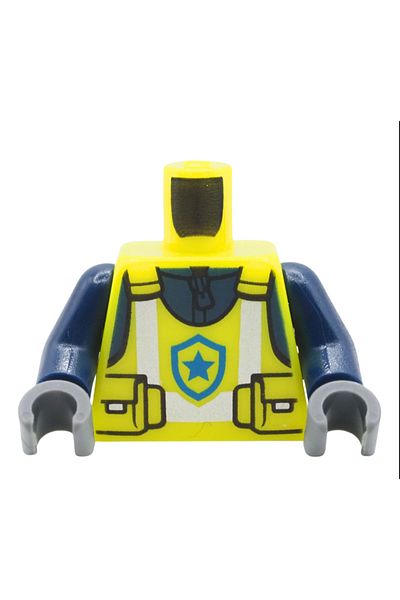 LEGO Moc Custom Minifigure - Security Neon Vest Police Officer with Badge