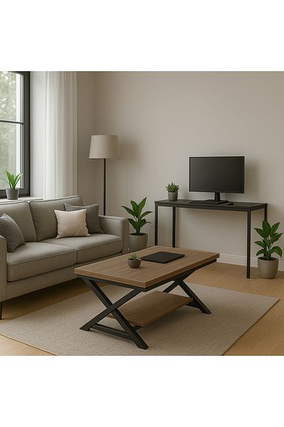TrentonGCC Contemporary Two-Tier Coffee Table with Lower Shelf