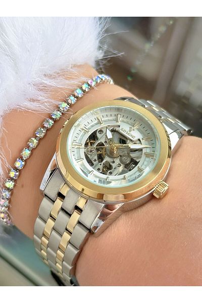 Raymond Rym-31001L Automatic Women's Wristwatch - Steel Case and Band - 2 Years Warranty