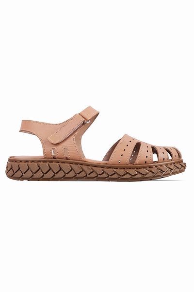 Lal Shoes & Bags Sandale cu velcro cu zăbrele din piele naturală Daisy pentru femei - maro