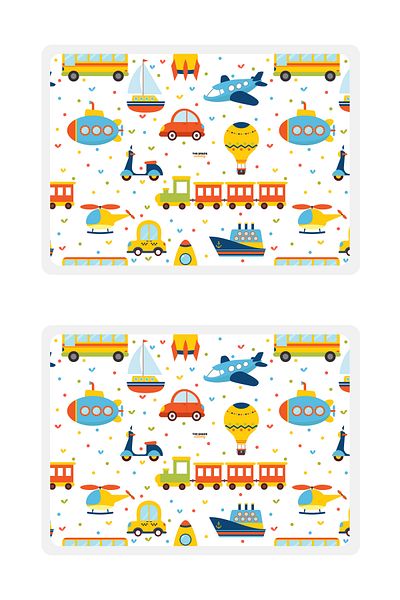 The Grade Placemat Set of 2 Vehicles Themed Children and Baby Placemat Set of 2 (42X28 cm)