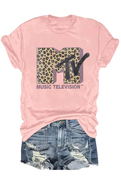 bellanova Γυναικείο μπλουζάκι MTV Leopard Print Casual με κοντό μανίκι και στ...