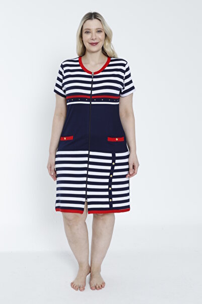 ROMEO LİFE Dámské velké šaty s krátkým rukávem na zip 7343