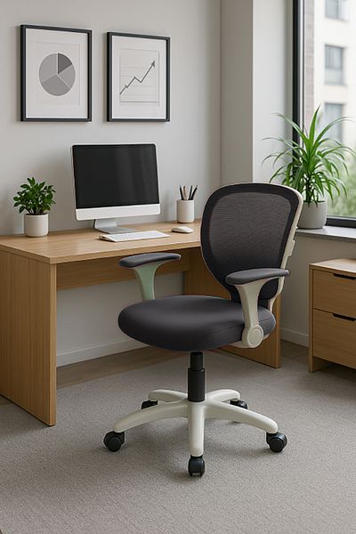 TrentonGCC Ergonomic Mesh Office Chair with Sleek White Accents - 2 SET