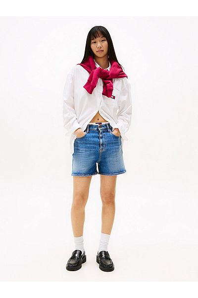 Tommy Hilfiger Dámské šortky Th Regular Denim Mom - modré
