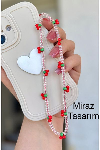MirazTasarim Kıraç Designed Beaded Phone Charmi and Bag