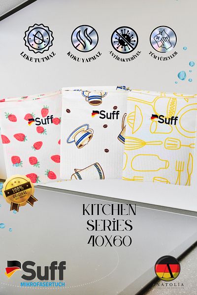 Suff Kıtchen Series 3 Pack Magic Cloth Glass and Kitchen Cloth