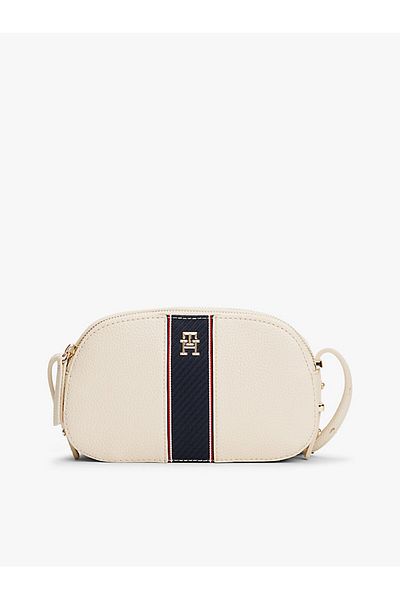 Tommy Hilfiger Női csíkos csíkos cipzáras belső zsebes ekrü válltáska AW0AW16898-AA8