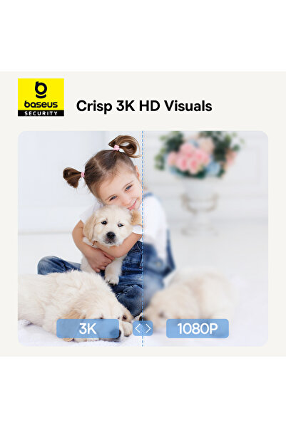 Baseus Security P1 Pro Indoor 3K Wi-Fi Camera with AI Detection, 360 Pan, Night Vision