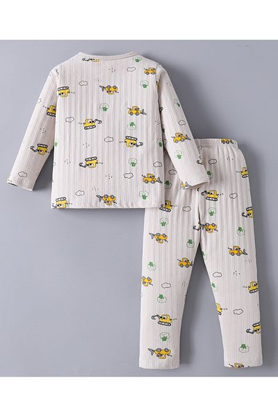 SAPS SAPS Construction Vehicles Printed Pajama Set - Grey