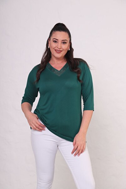 tarzımsüper Γυναικεία μπλούζα Comfort με λαιμόκοψη με λαιμόκοψη με πέτρα με στάμπα