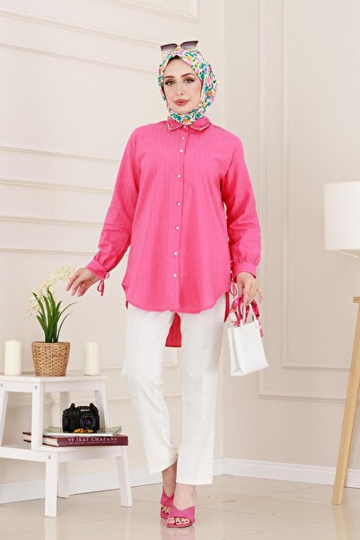 Sevitli سترة هلالية مرصعة بالأحجار - فوشيا