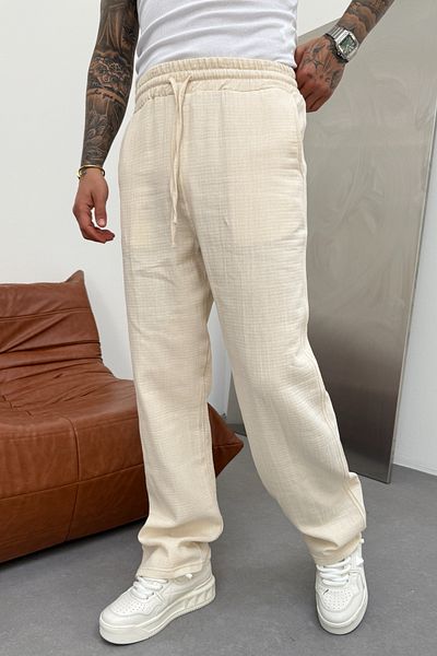 MADZEYMODA Ανδρικό φαρδύ φαρδύ παντελόνι Jogger με ελαστική μέση KE-7009