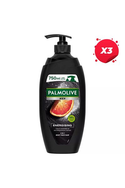 Palmolive X3 - PALMOLIVE GEL DUS POMPA 750ML MEN ENERGISING CITRUS OIL MAGNESIUM