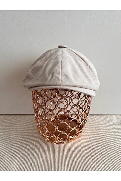 CosmoOutlet Βρετανικό στυλ οκτώ τεμαχίων βαμβακερό καλοκαιρινό μπεζ καπέλο καπέλο με ελαστική πλάτη