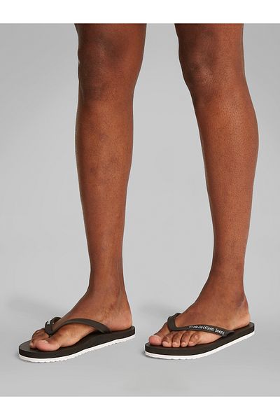 Calvin Klein Men Black/Bright White Thong+ TPU Flip Flops