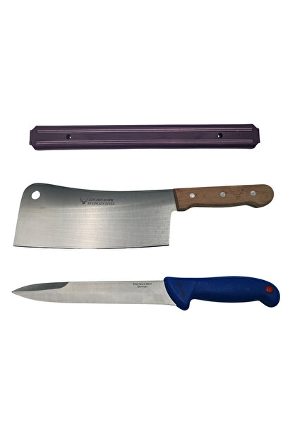 Depox Σετ κρεοπωλείου IdeallStore, μαχαίρι, μπαλτάς και μαγνητική θήκη, ανοξε...