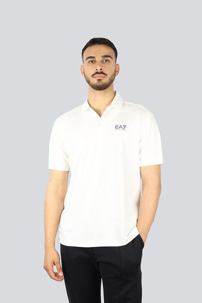 EA7 Men's Short Sleeve Polo Neck Button Closure White1 Polo Neck T-Shirt 7m 000180   Af13530-U0005