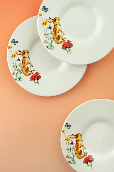 Bursa Porselen Dekor Rabbit 6 Porcelain Tea Plates
