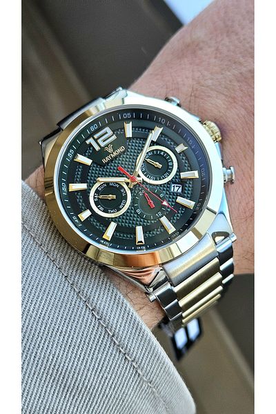 Raymond Rym-1127 Quartz Men's Wristwatch - Steel Case and Cord - 2 Years Warranty