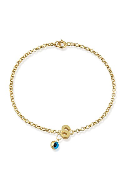 Altınkesesi 14 Ayar Altın Göz Sallantılı Harf Bileklik(S Harfi)