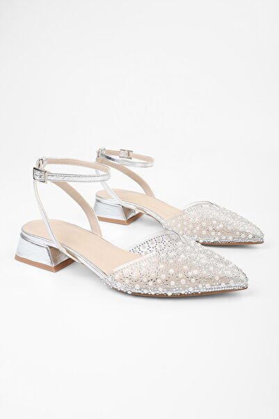 Shoeberry Γυναικεία παπούτσια μπαλαρίνας Rhea Silver Skin Stone