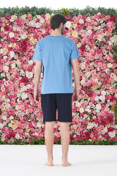 REMSA Set de pijamale pentru bărbați, tricou și pantaloni scurți 25252 Albastru
