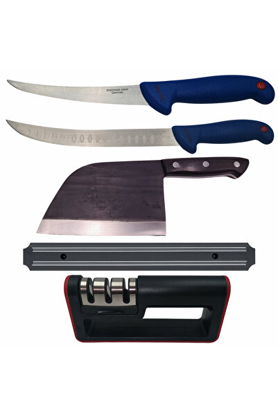 Depox Σετ χασάπη, μαχαίρι κουζίνας, μαχαίρι φιλέτου, μπαλτάς, μαγνητική θήκη ...