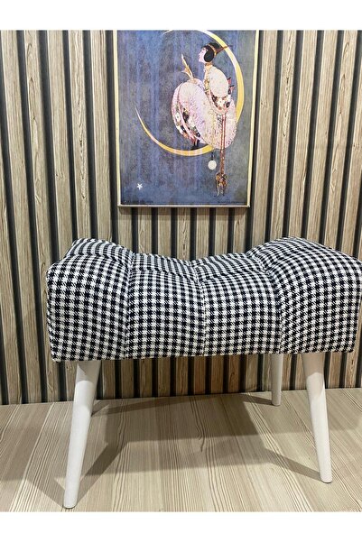 arkın koltuk döşeme Puf , Siyah-beyaz , Kazayağı Keten Kumaş ,beyaz Ayak ,çim...