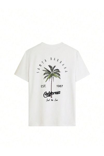 CLAYES Λευκό εμπριμέ μπλουζάκι Oversize - California 1987 Single Jersey Collar κοντό μανίκι
