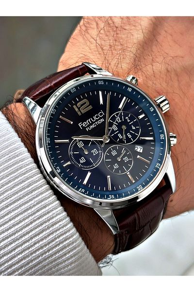 Ferrucci Men's Wristwatch - Waterproof, Functional Leather Cord