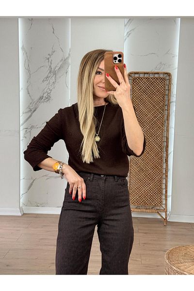 X-Young Sausage collar mercerized knitwear coffee