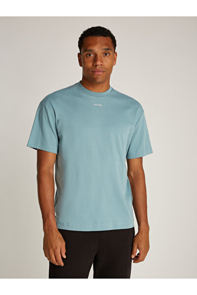 Calvin Klein Calvin Klein Men Blue Nano Logo Interlock Short Sleeve T-Shirt
