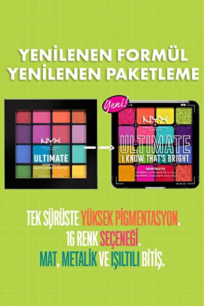 NYX Professional Makeup Ultimate Shadow Palette - I Know That's Bright Göz Farı Paleti