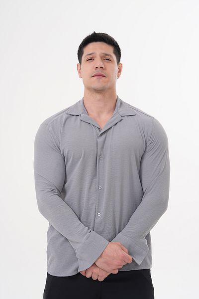 byata.style Summer Men's Shirt Gray Linen Loose Fit Oversize Casual Shirt