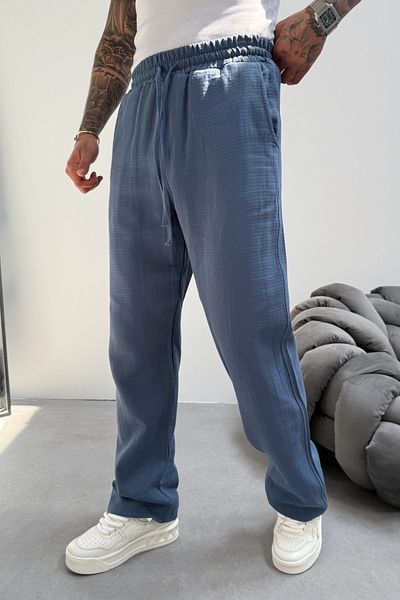 MADZEYMODA Ανδρικό παντελόνι Jogger Loose Fit - Indigo Blue