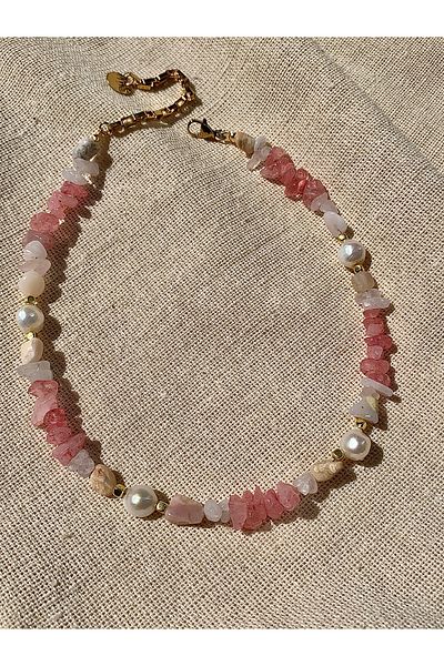 CAPO by Aytaç Yamaç Pearl Pink Opal Pink Quartz Rose Quartz Choker Necklace
