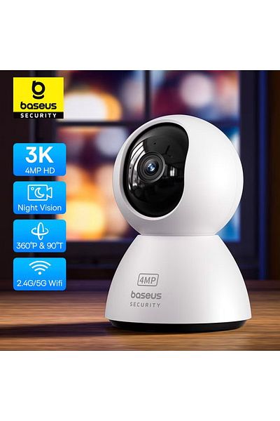 Baseus Security P1 Indoor 3K Wi-Fi Camera, AI Detection, 360 Pan, Night Vision
