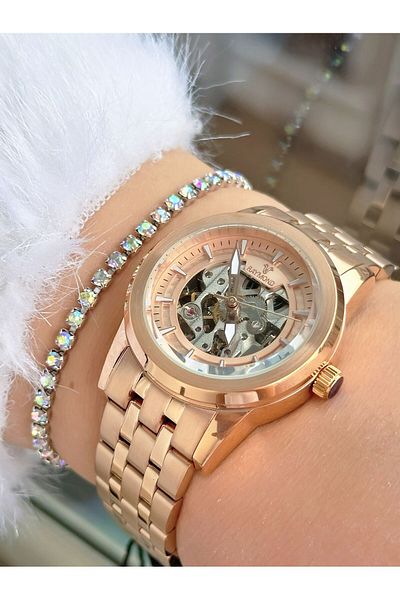 Raymond Rym-31001L Automatic Women's Wristwatch - Steel Case and Band - 2 Years Warranty